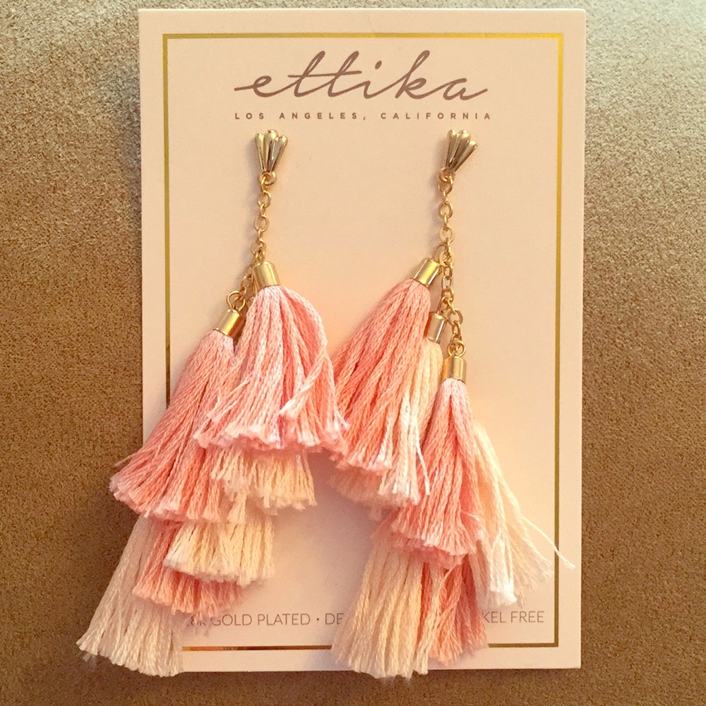 Ettika Day Dreamer Tassel Pink Earrings